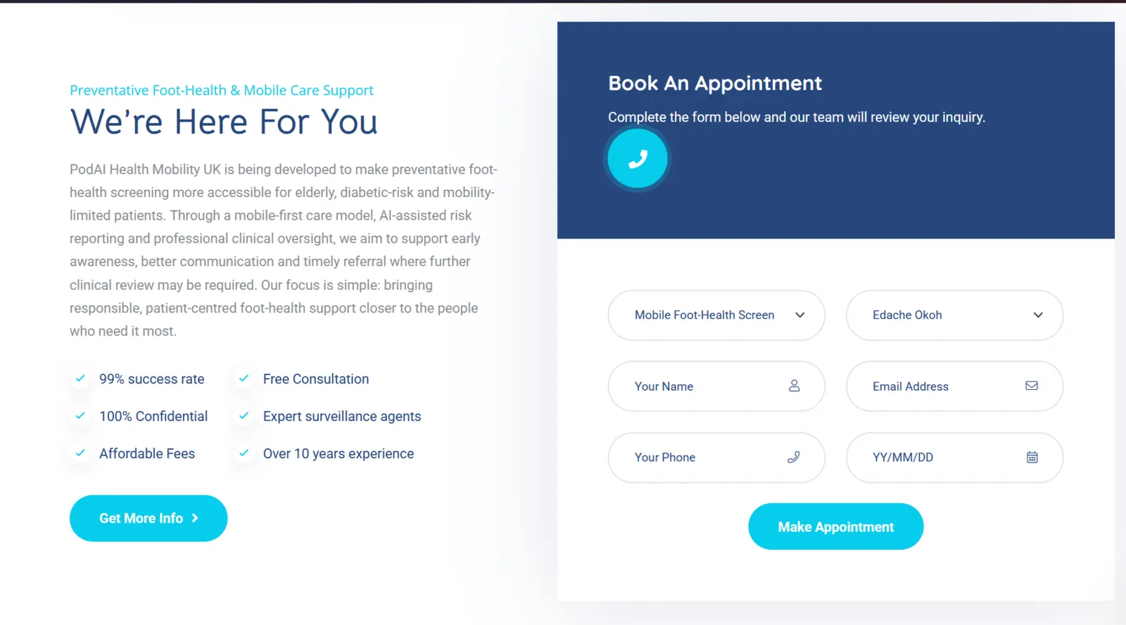 PODAI appointment booking section